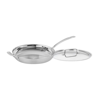 MultiClad Pro Triple Ply Stainless Cookware 12" Skillet with Helper Handle & Cover